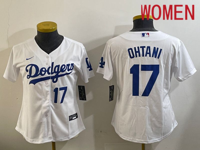 Women Los Angeles Dodgers 17 Ohtani White Game 2024 Nike MLB Jersey style 11204